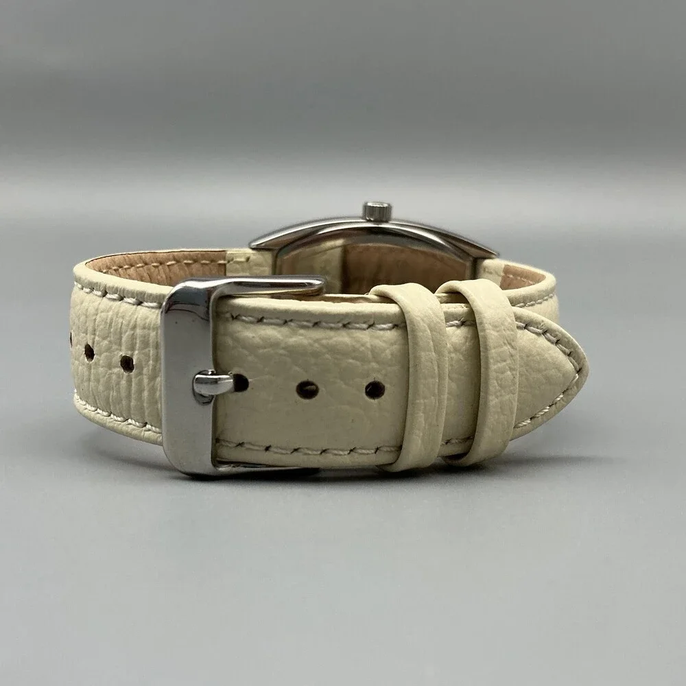 Steel By Design Womens Watch 32mm Cream Dial Silver Tone Leather New Battery